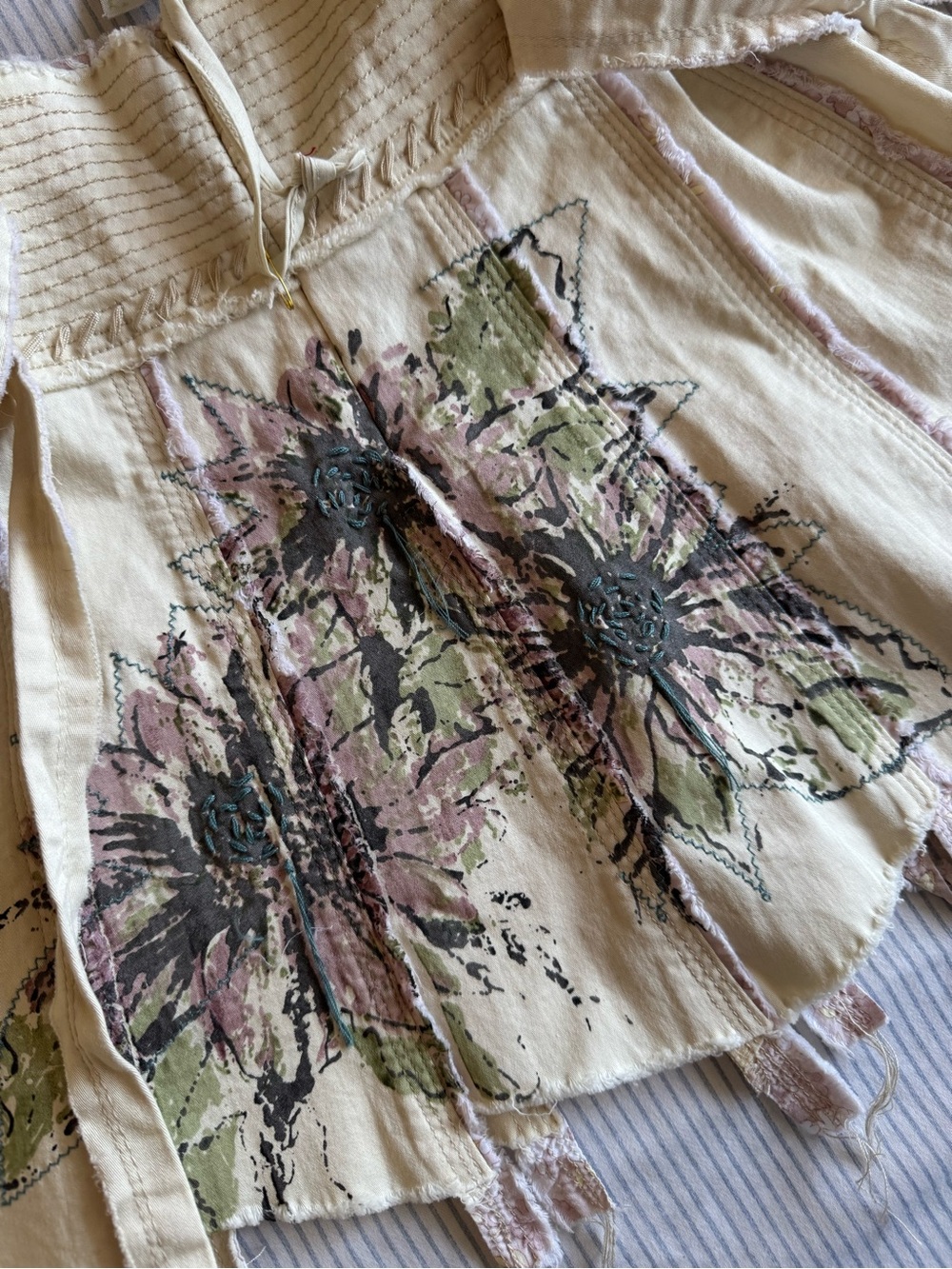 Sweet by Miss Me Cream Fringe Mini Skirt - Picture 3 of 7